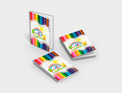 Caderno com Espiral Capa Maleável A5 14,8x21 96 folhas 4x0 Couchê 300g Laminação Fosca - 4x0 - 1 unid