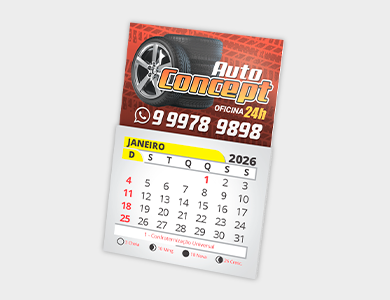 Ímã de Geladeira com Faca Padrão e Bloco de Calendário 2026 Supremo 8x5cm - 4x0 - 10000 unid