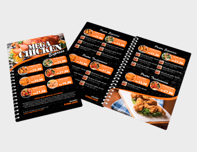 Cardápio Espiral com 6 Páginas em PVC 0,76mm Cristal Frente e Verso 13,6x21,1cm  - 4x4 - 25 unid